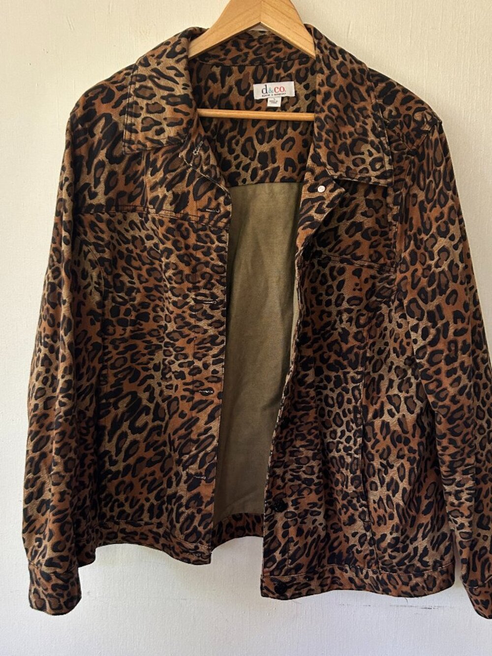D&Co Animap Print Jacket Womens Large Collard Buttons Maximalist